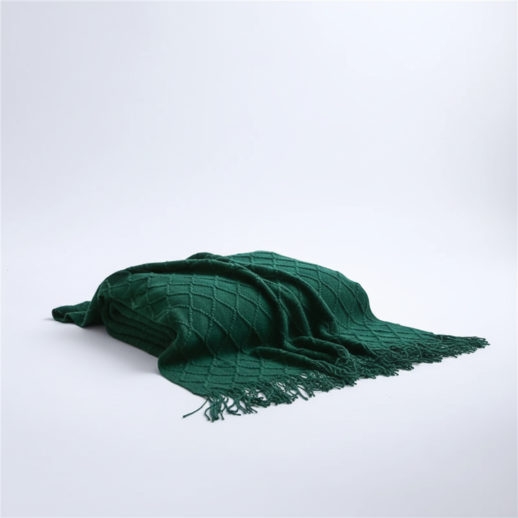 Chunky-Knit-Decke mit Quastenkanten für Sofa und Bett