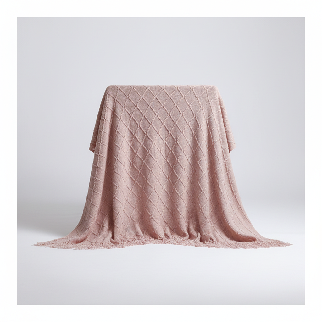 Chunky-Knit-Decke mit Quastenkanten für Sofa und Bett