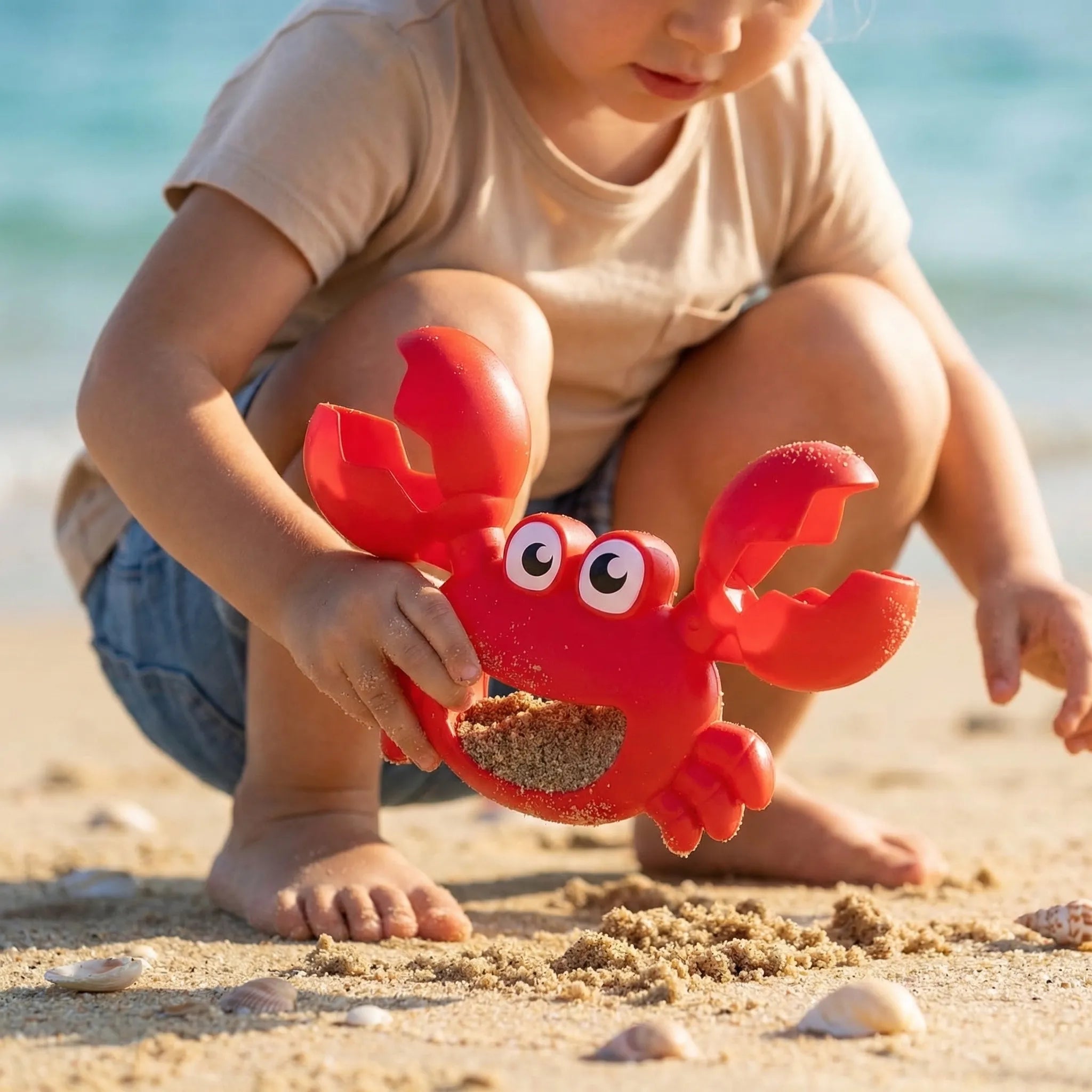 Kinder Strandspielzeug-Set mit Krallengreifern, Roboterarm und Schaufel für Sandspiele