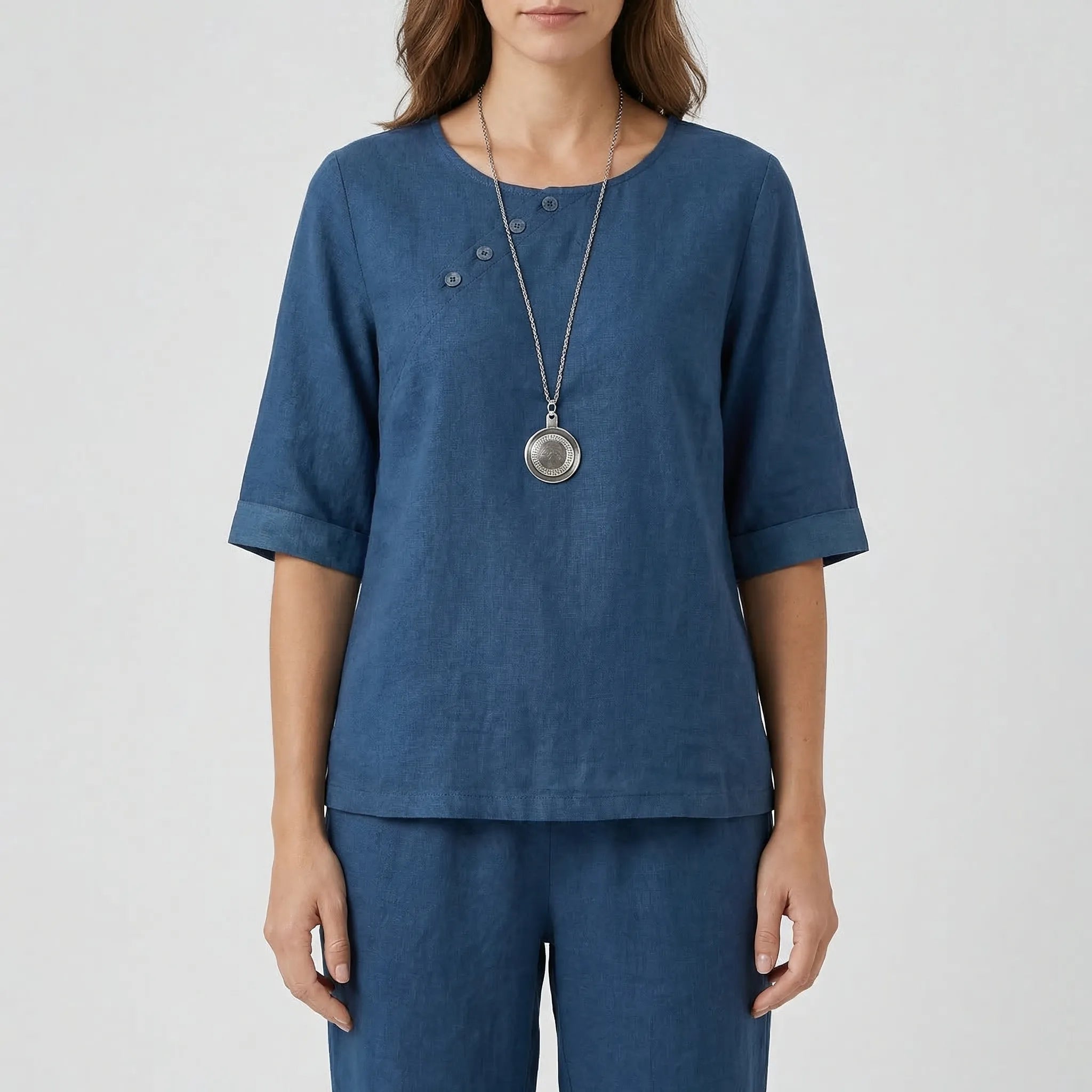 Damen 2-Teiler Set mit Kleeblattdruck Top und High-Waist Hose