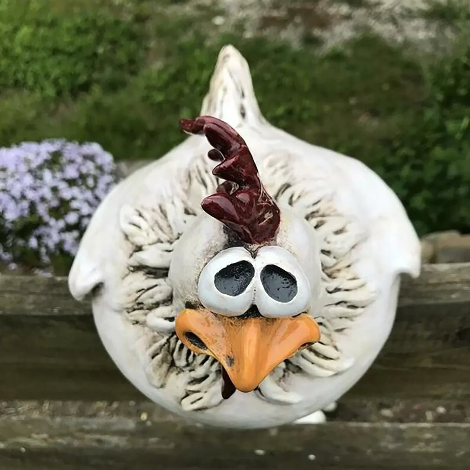 Hühner-Gartenskulpturen für Zäune mit Detailarbeiten und lustige Ausdrücke
