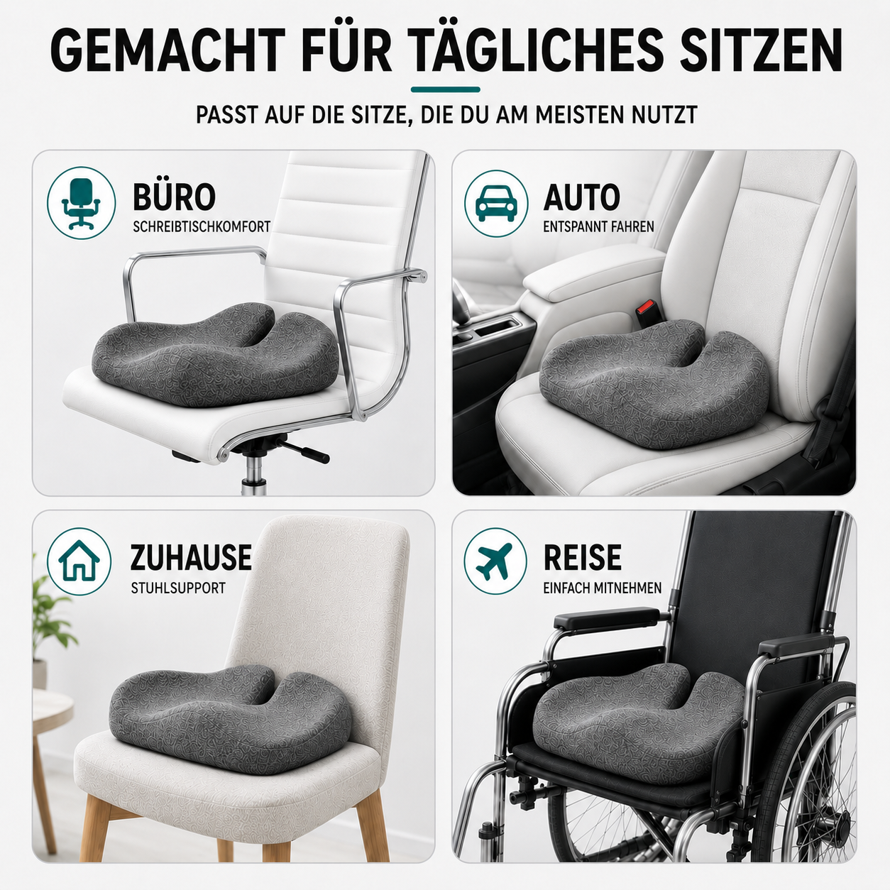 Nordspur | CoccySoothe Ergonomisches Sitzkissen mit Steißbeinstütze