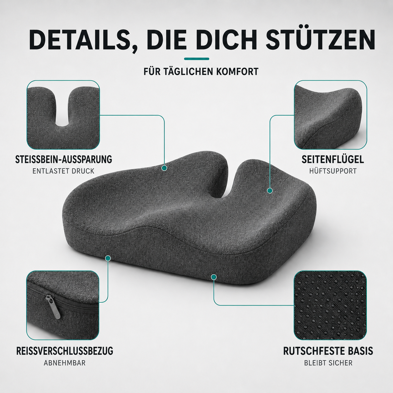 Nordspur | CoccySoothe Ergonomisches Sitzkissen mit Steißbeinstütze