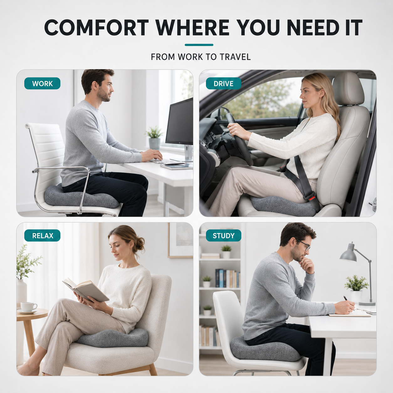 Nordspur | CoccySoothe Ergonomisches Sitzkissen mit Steißbeinstütze