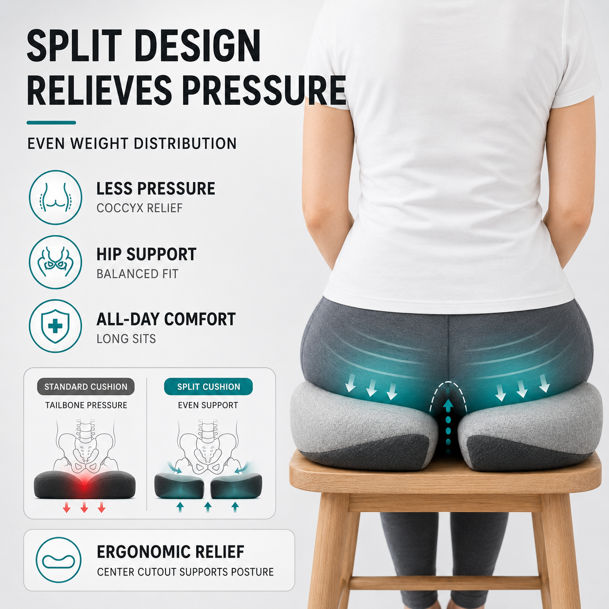 Nordspur | CoccySoothe Ergonomisches Sitzkissen mit Steißbeinstütze