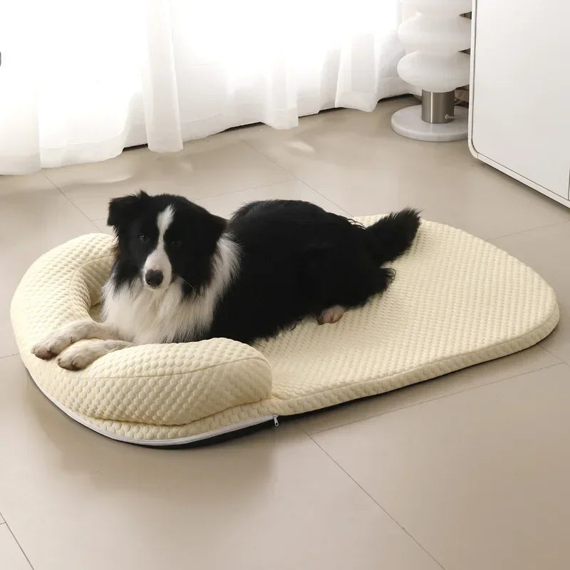 Kühl-Haustierbett mit Schaumstoff, abnehmbarer Bezug und Bolster-Kopfstütze