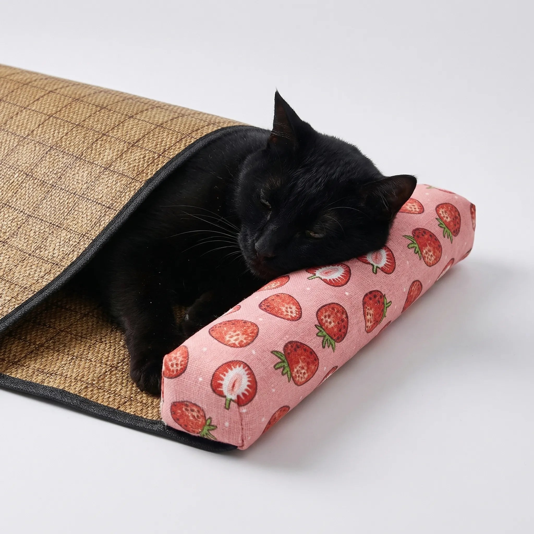 Rattan-Kühlmatte für Haustiere mit Nackenkissen, ideal für Katzen und Hunde