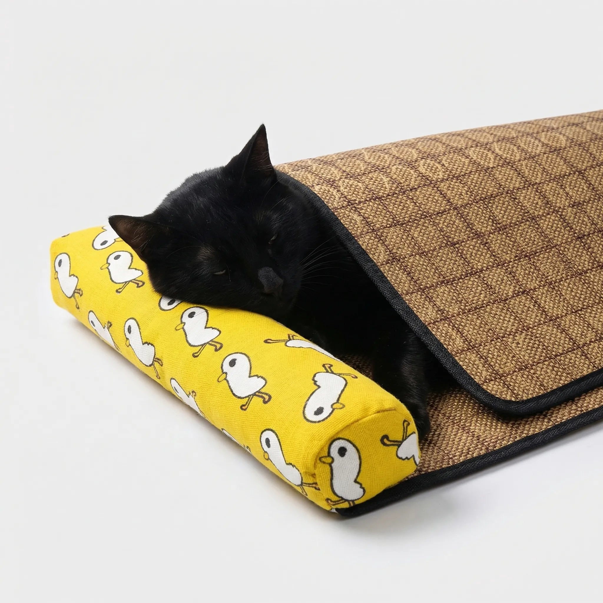 Rattan-Kühlmatte für Haustiere mit Nackenkissen, ideal für Katzen und Hunde