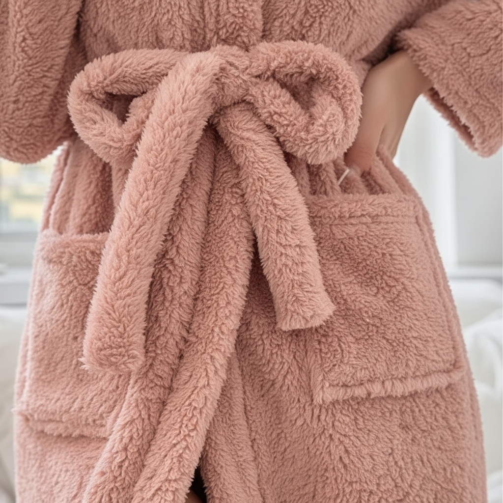 Kapuzenbademantel mit isolierendem Finish und Taschen