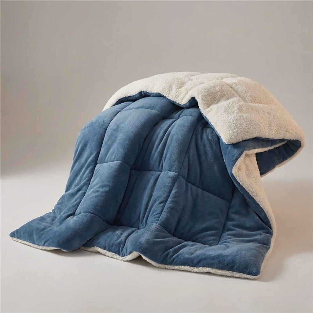 Winter-Daunendecke reversible gesteppt warmes Fleece-Innenfutter