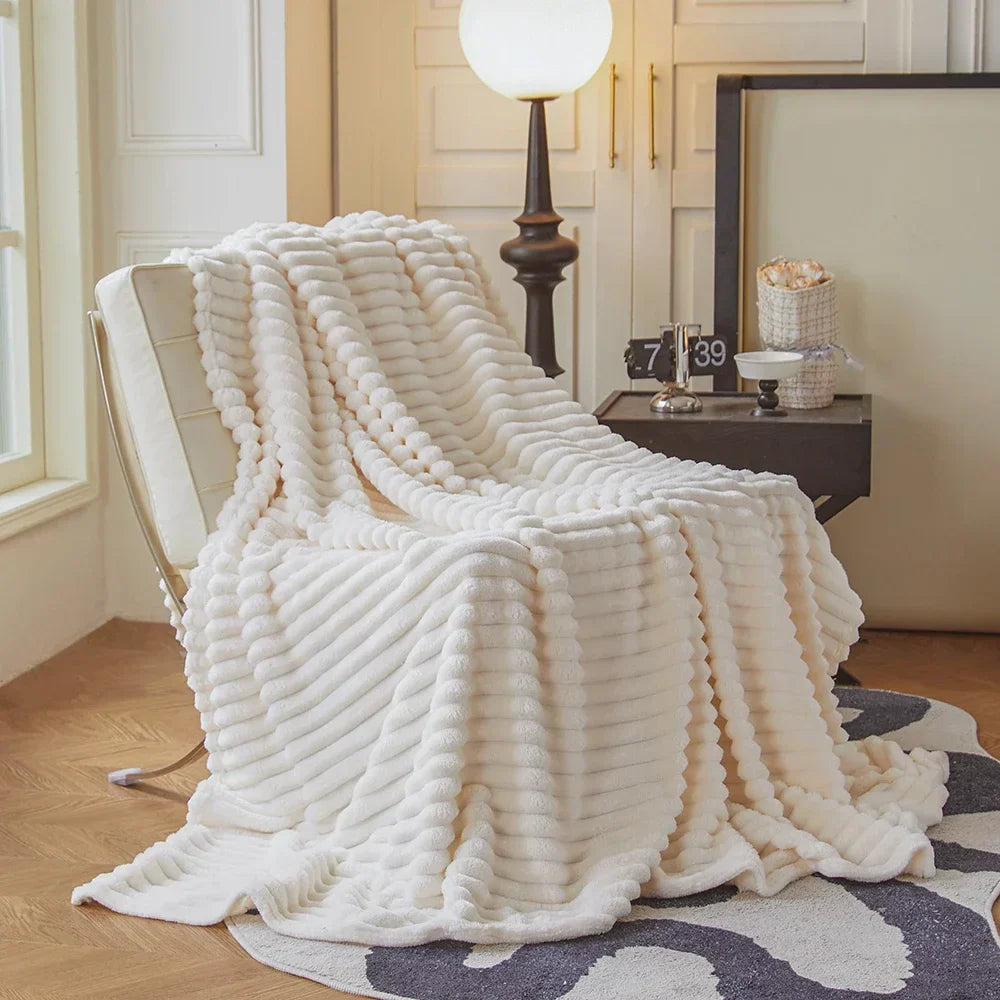 Plüsch-Wurfdecke dickes Strickmaterial weich warm pillingresistent