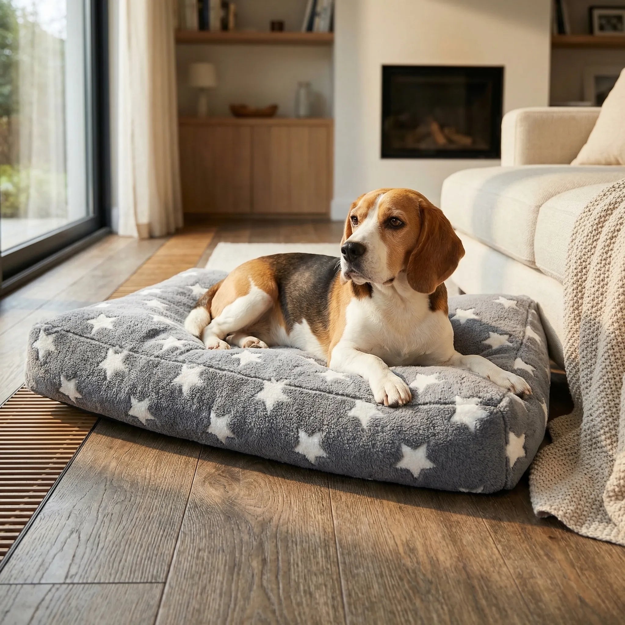 Plüschige Haustier Schlafmatte für Hunde und Katzen mit bedrucktem Muster