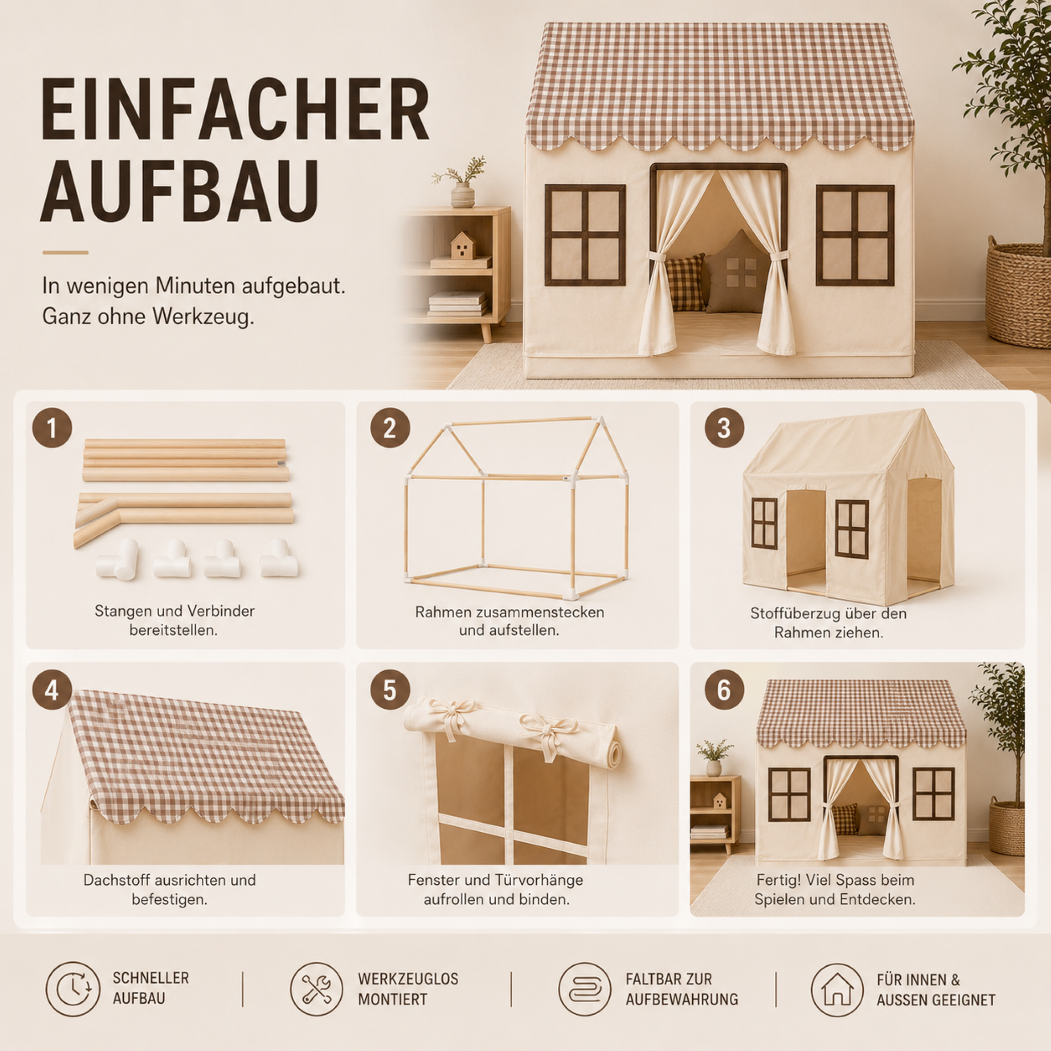 Nordspur | Cozynook Faltbares Kinder-Spielzelt