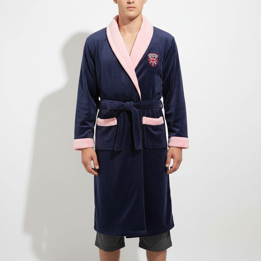 Übergroßer Shawl-Collar-Bademantel mit Polyester-Wärme und tiefen Vordertaschen