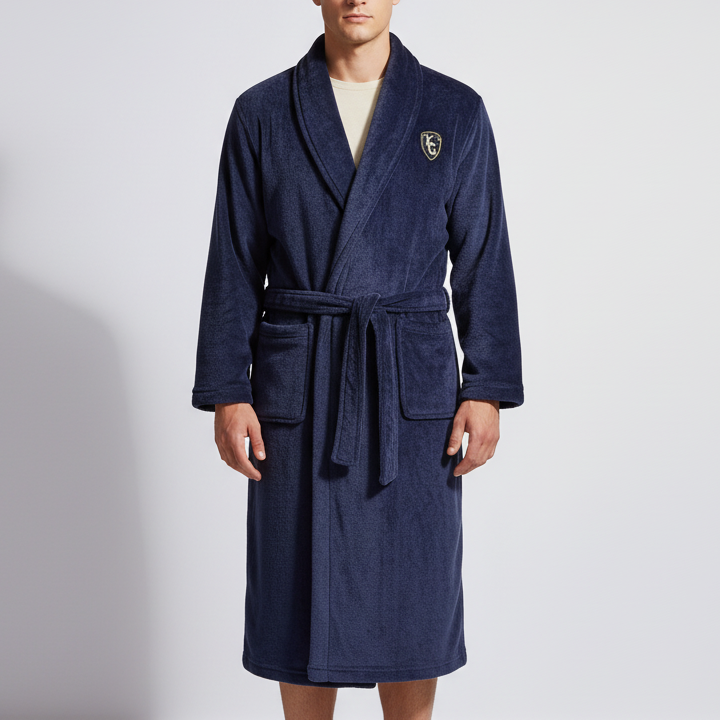 Übergroßer Shawl-Collar-Bademantel mit Polyester-Wärme und tiefen Vordertaschen