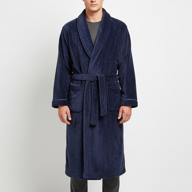 Übergroßer Shawl-Collar-Bademantel mit Polyester-Wärme und tiefen Vordertaschen