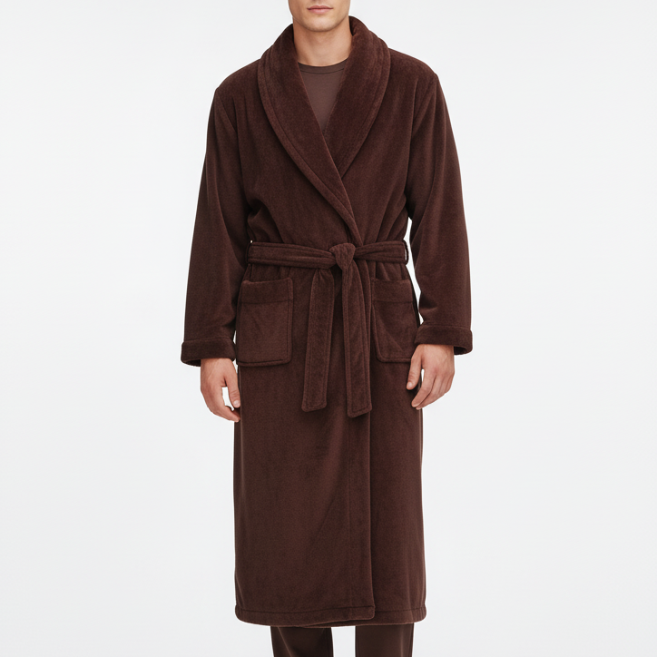 Übergroßer Shawl-Collar-Bademantel mit Polyester-Wärme und tiefen Vordertaschen