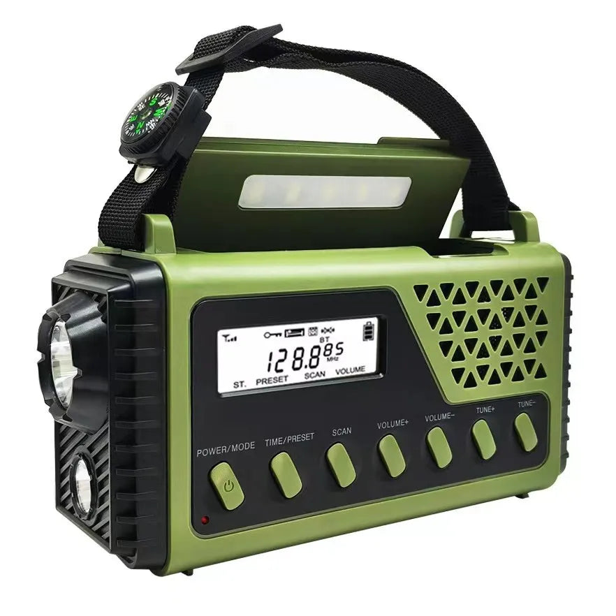 Notfallradio mit Handkurbel, Solar und Powerbank-Funktion