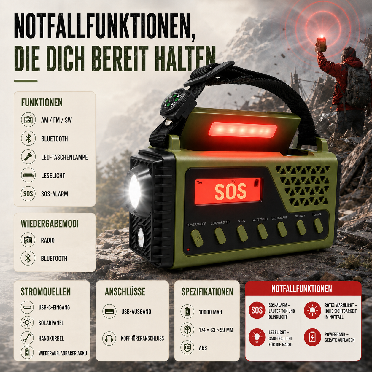 Nordspur | Crankonix Handkurbel-Notfallradio