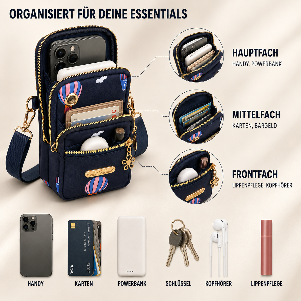 Nordspur | Crossette Kleine Zip-Umhängetasche