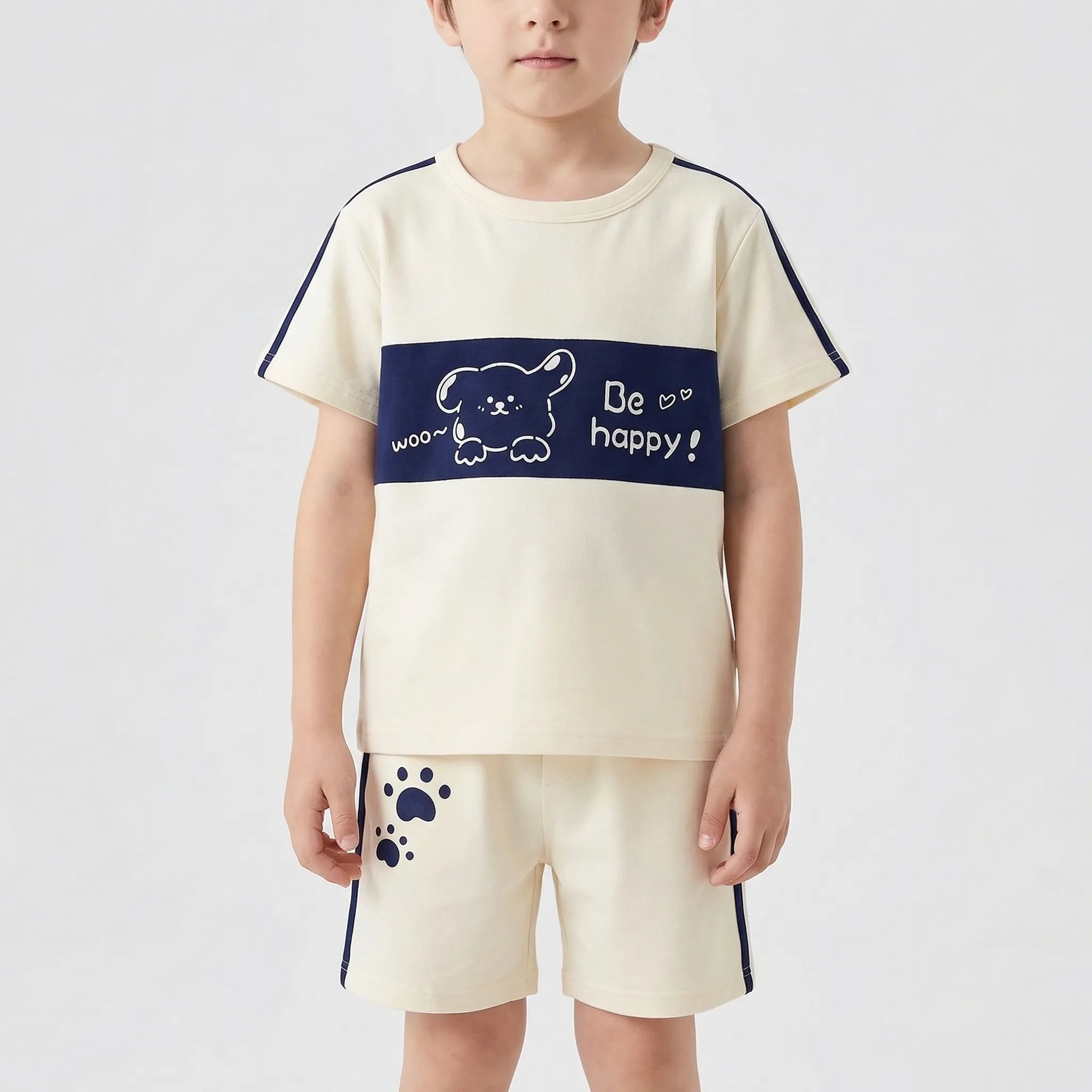 Kinder Sommer Set Kurzarm Top Shorts Cartoon Motiv Jungen Mädchen