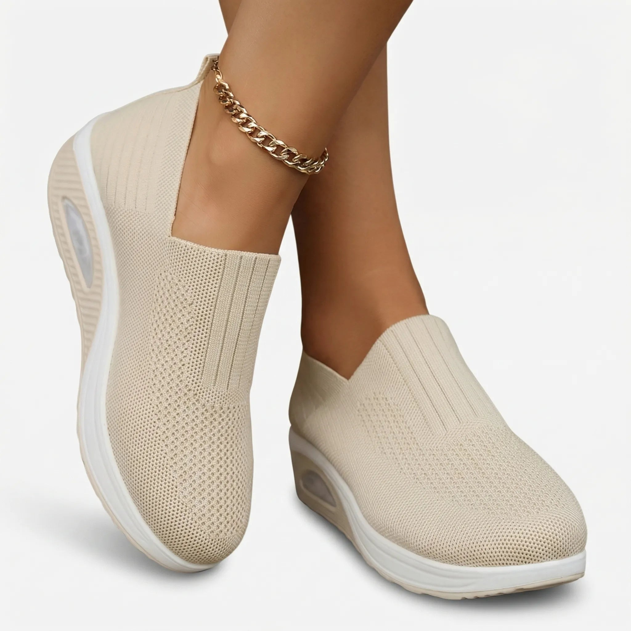 Damen-Slip-On-Keilabsatzschuh mit luftgepolsterter Sohle rutschfest
