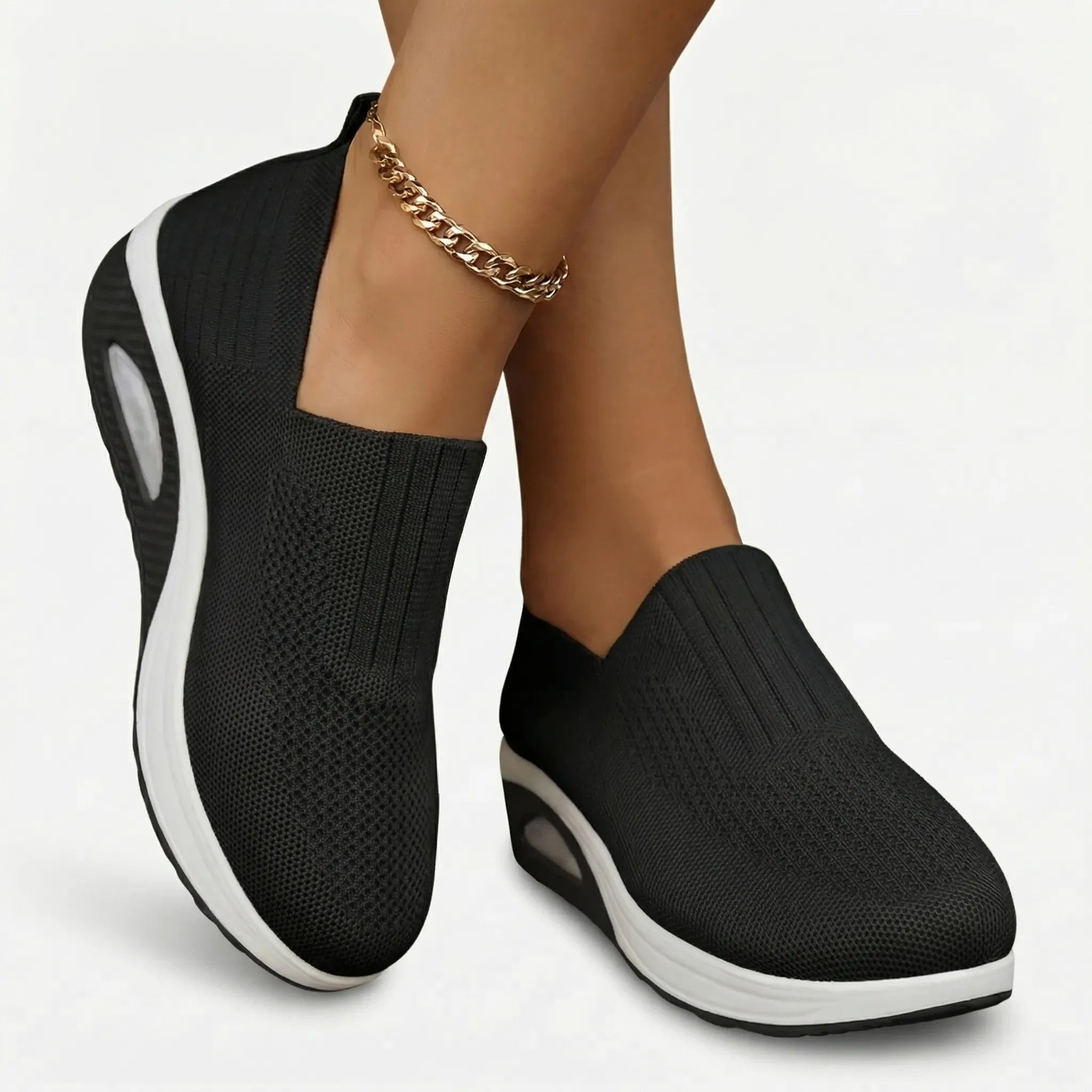 Damen-Slip-On-Keilabsatzschuh mit luftgepolsterter Sohle rutschfest