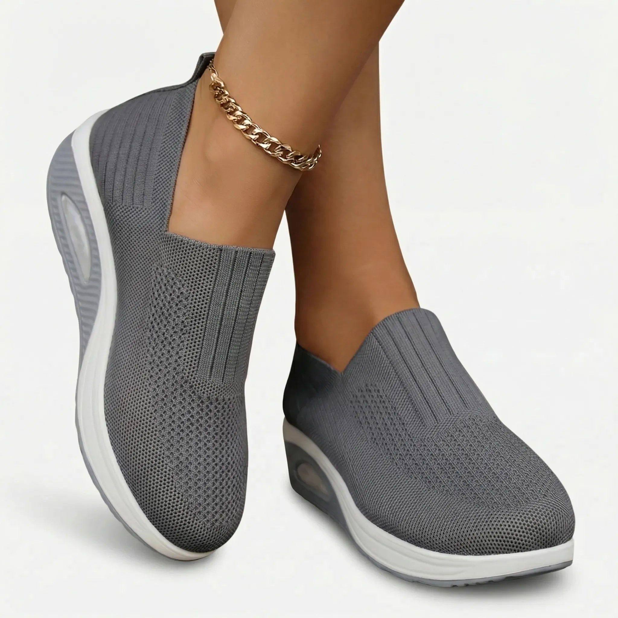 Damen-Slip-On-Keilabsatzschuh mit luftgepolsterter Sohle rutschfest
