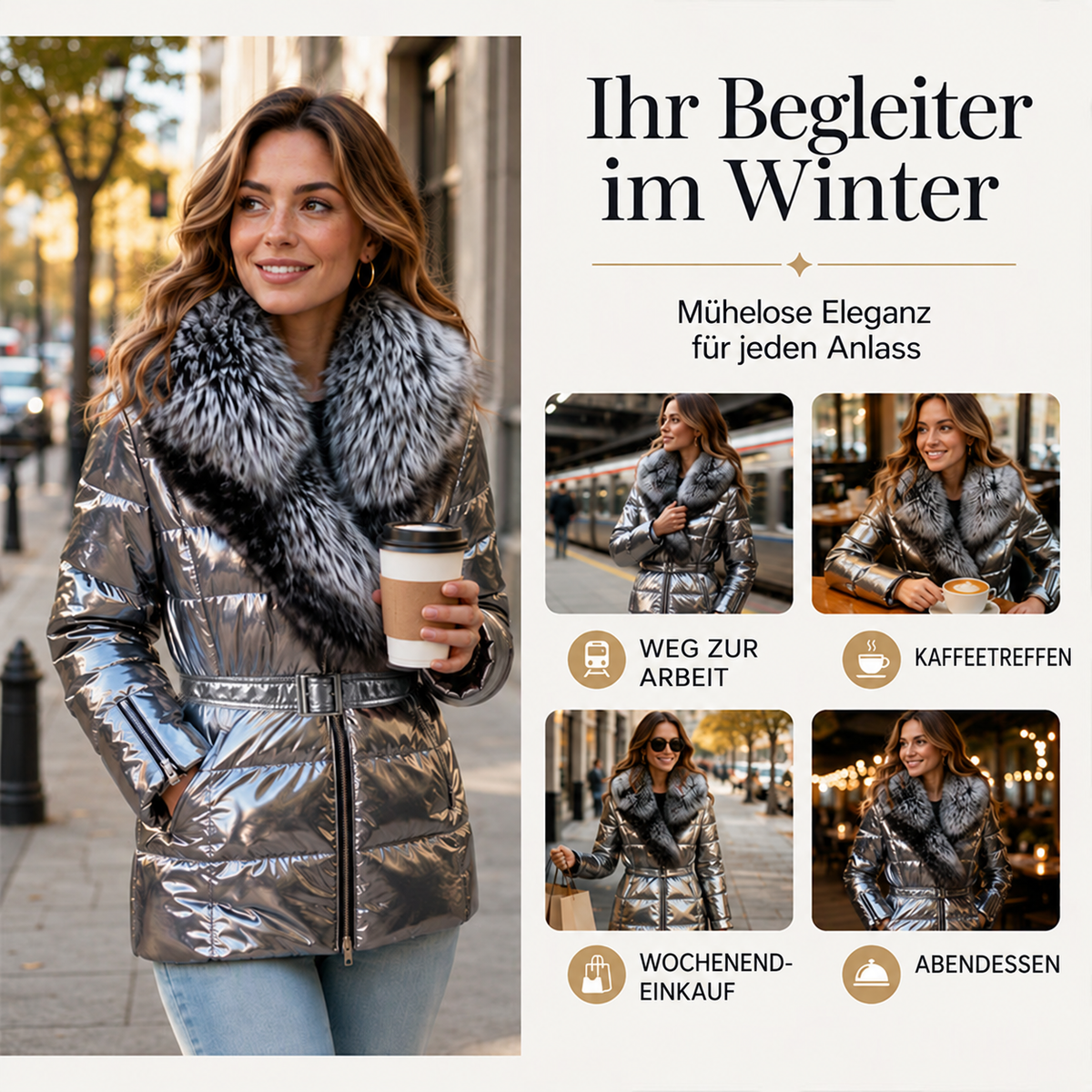 Nordspur | Damen Steppjacke mit Kunstfellkragen
