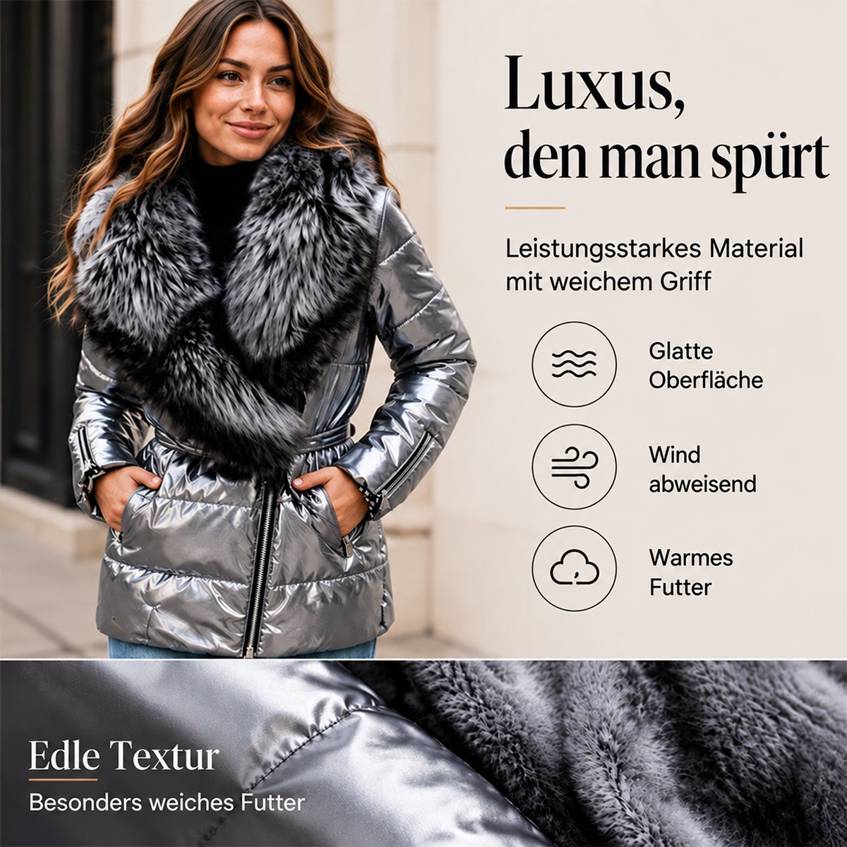 Nordspur | Damen Steppjacke mit Kunstfellkragen