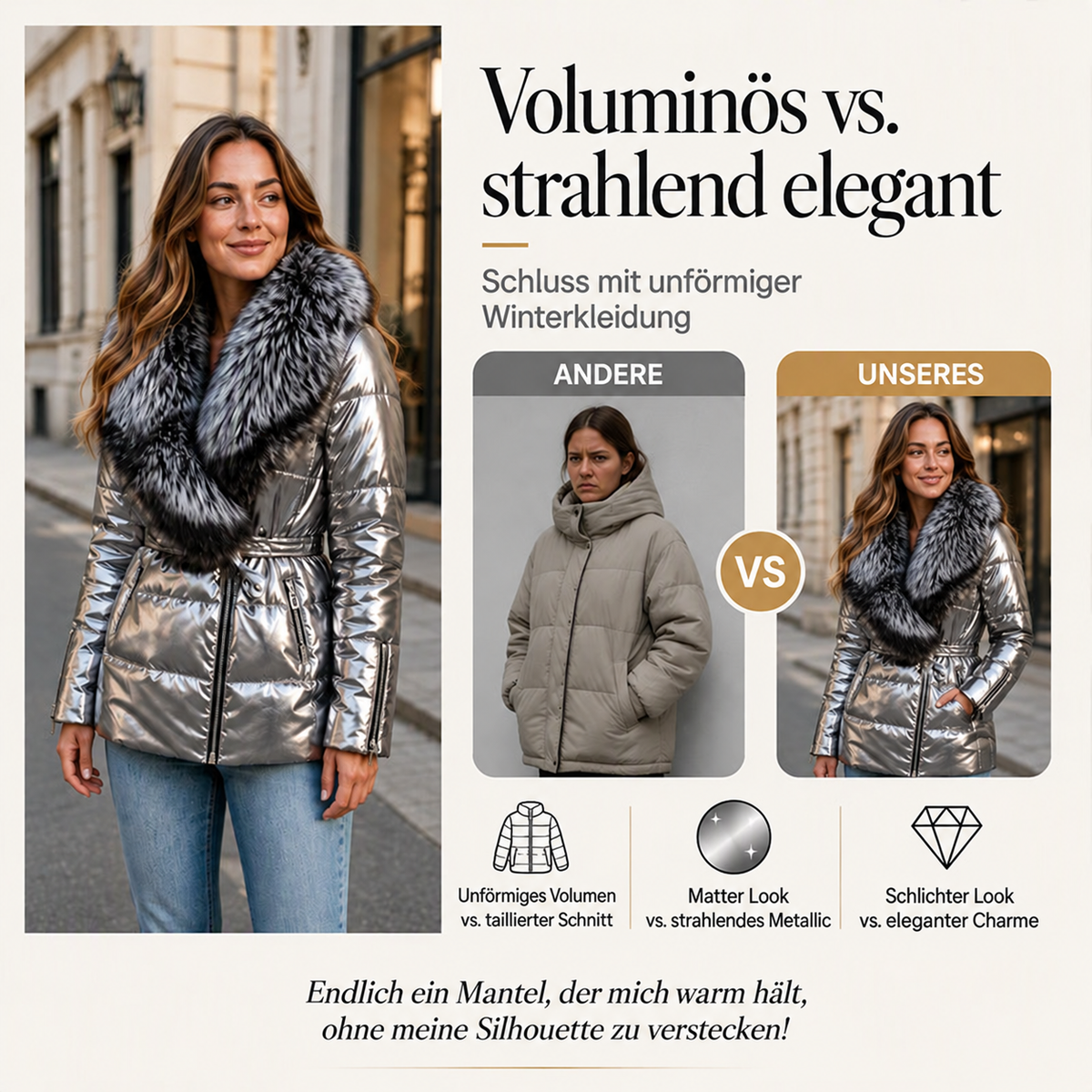 Nordspur | Damen Steppjacke mit Kunstfellkragen