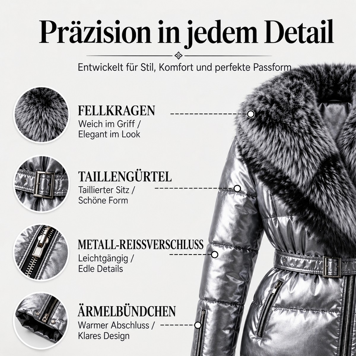 Nordspur | Damen Steppjacke mit Kunstfellkragen
