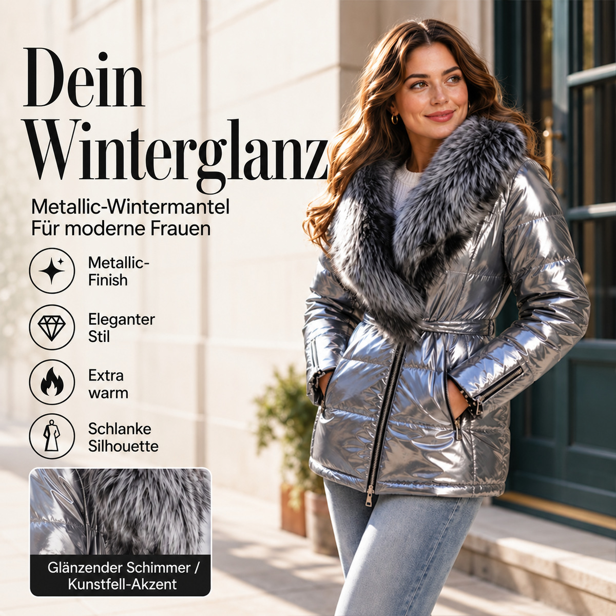 Nordspur | Damen Steppjacke mit Kunstfellkragen