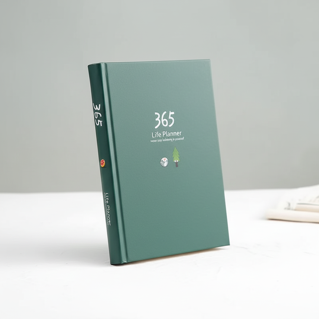 Kompaktes Tages-Planer-Notizbuch mit farbenfrohen illustrierten Seiten