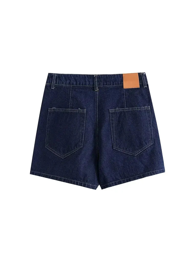 Denim Zweiteiler Set für Damen mit bauchfreiem Oberteil und Minirock