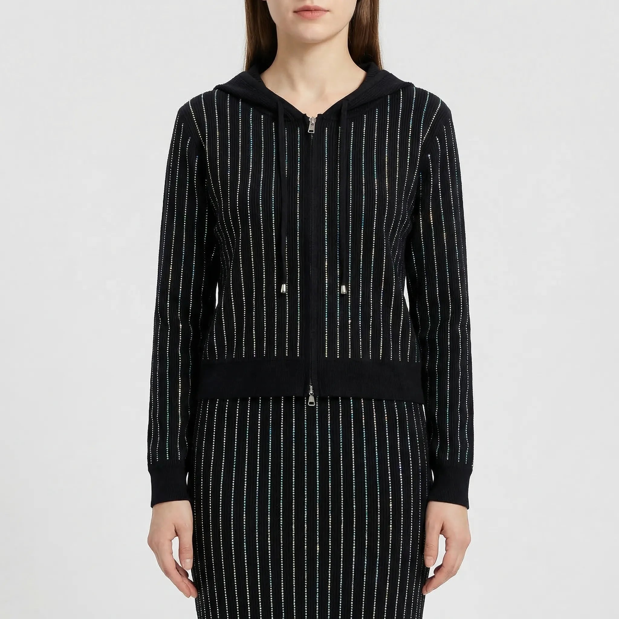Strick-Set für Damen mit Cardigan und Wickelrock