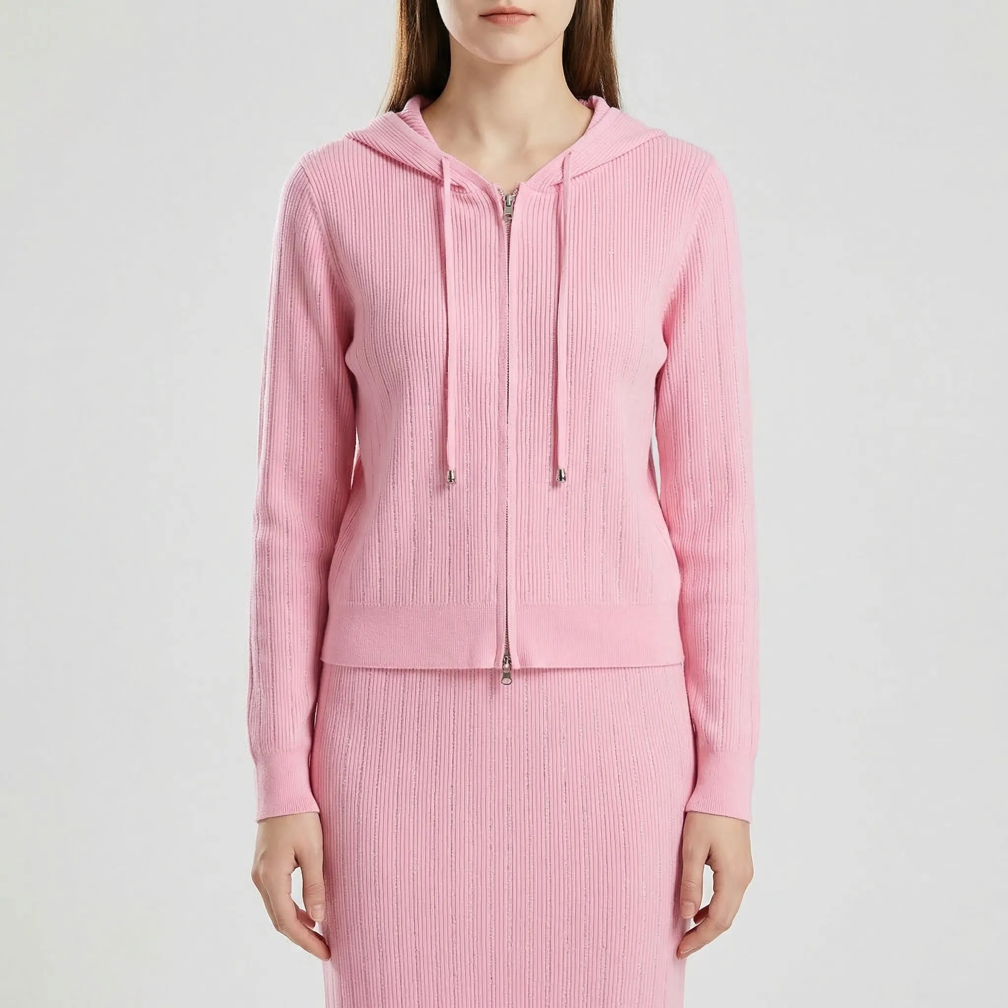 Strick-Set für Damen mit Cardigan und Wickelrock