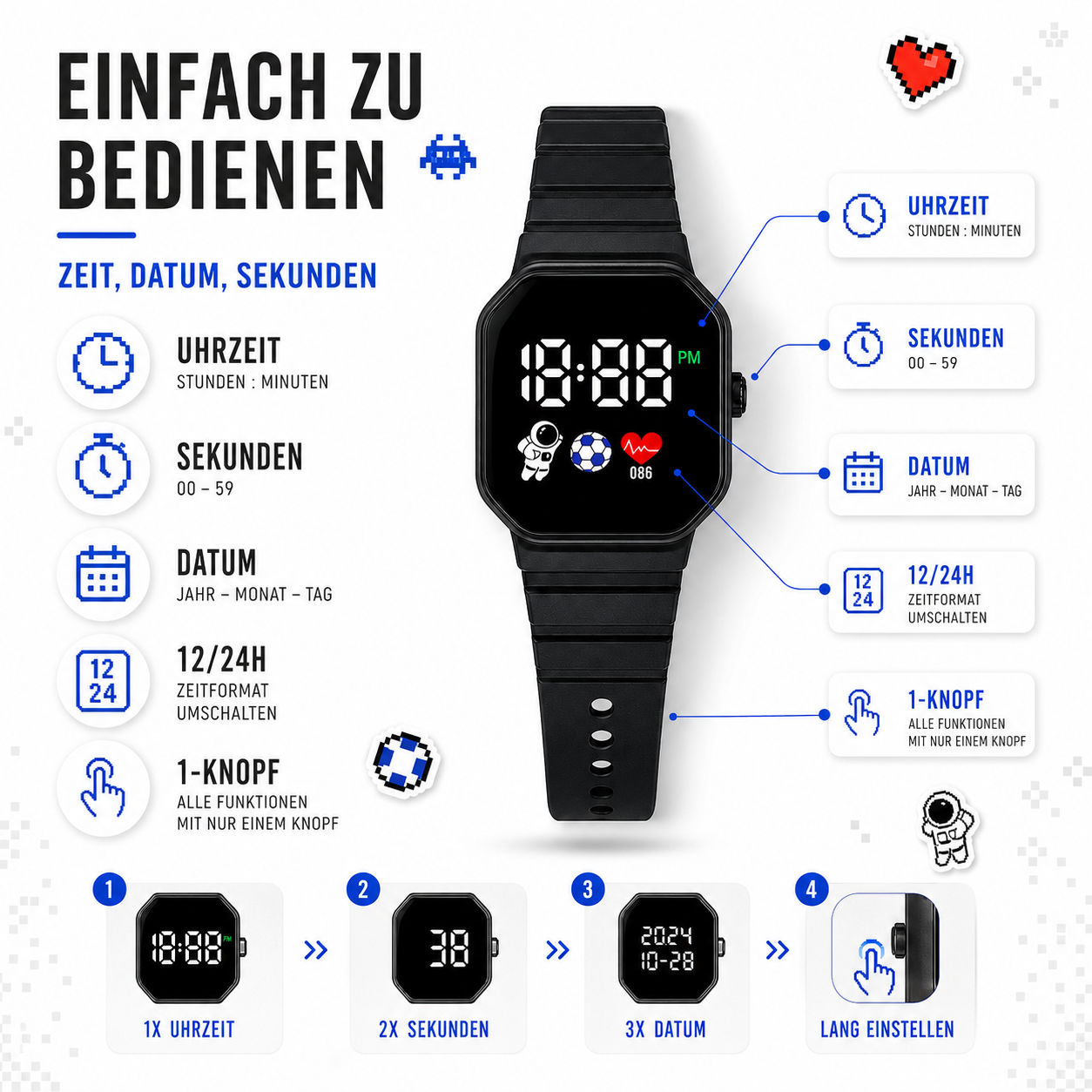 Nordspur | Digitale Silikon-Kinderuhr