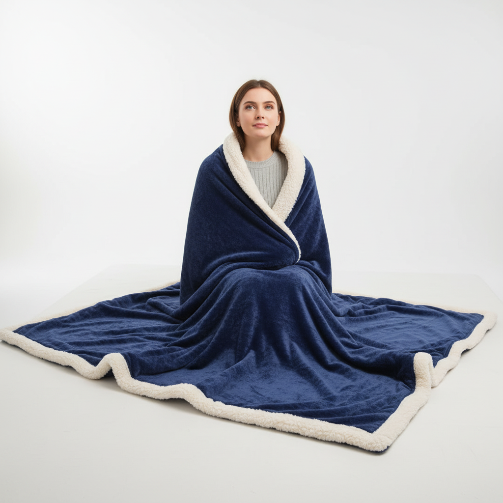 Doppelseitige Sherpa Decke mit weichem Fleece-Außenseite und Sherpa-Fütterung