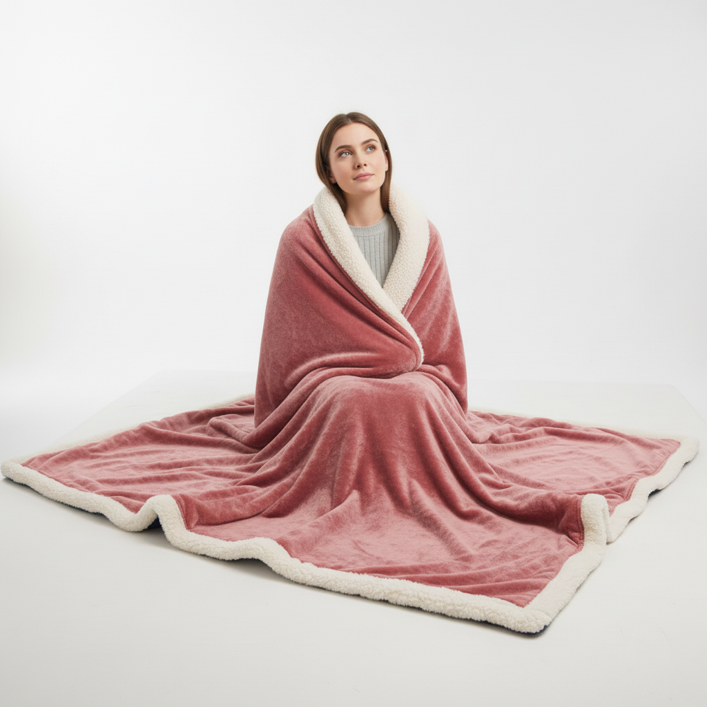 Doppelseitige Sherpa Decke mit weichem Fleece-Außenseite und Sherpa-Fütterung