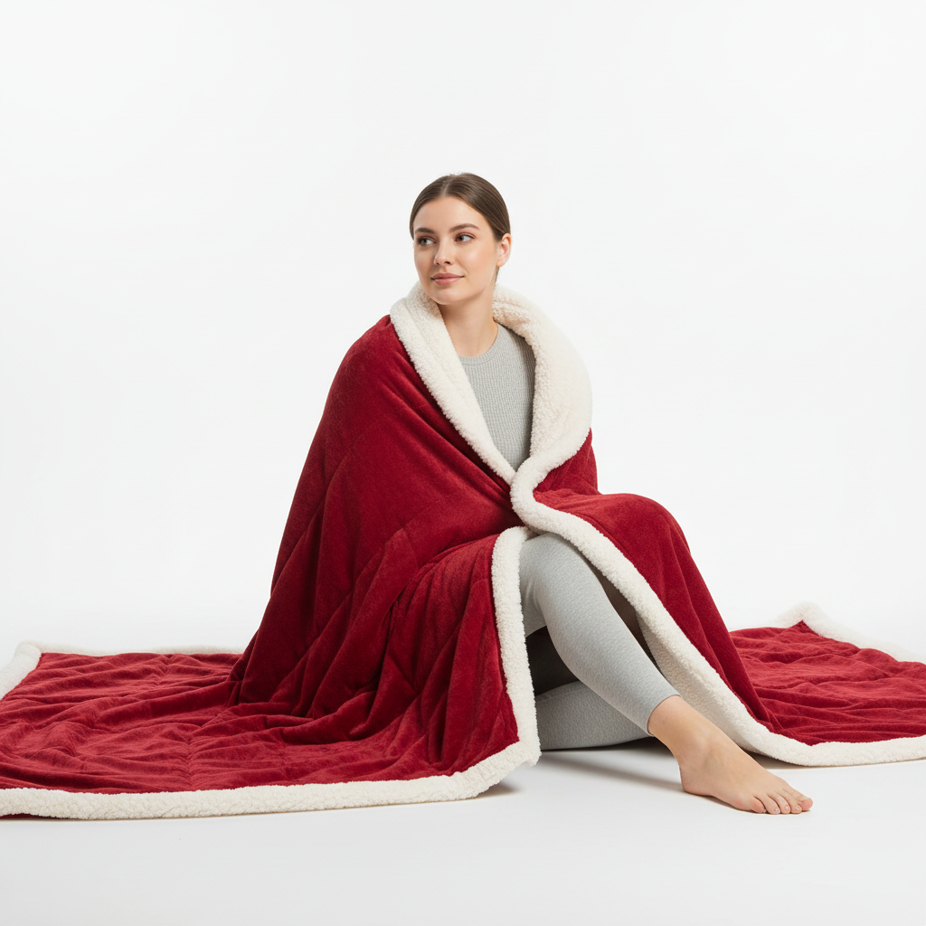 Doppelseitige Sherpa Decke mit weichem Fleece-Außenseite und Sherpa-Fütterung