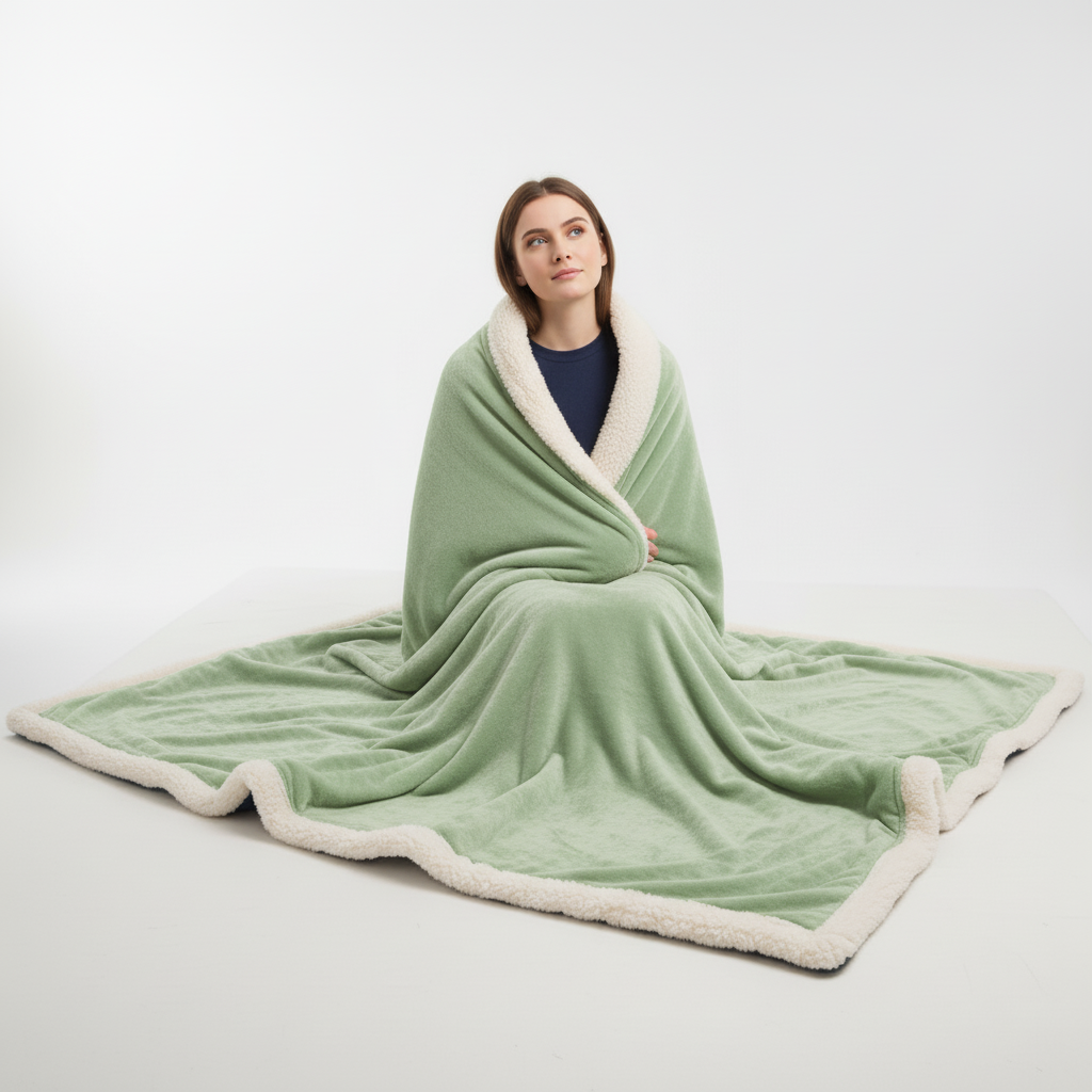 Doppelseitige Sherpa Decke mit weichem Fleece-Außenseite und Sherpa-Fütterung