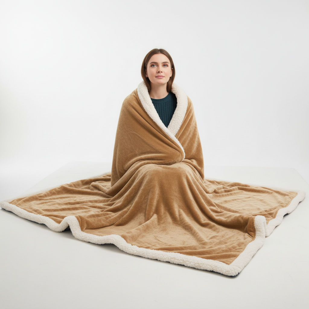 Doppelseitige Sherpa Decke mit weichem Fleece-Außenseite und Sherpa-Fütterung