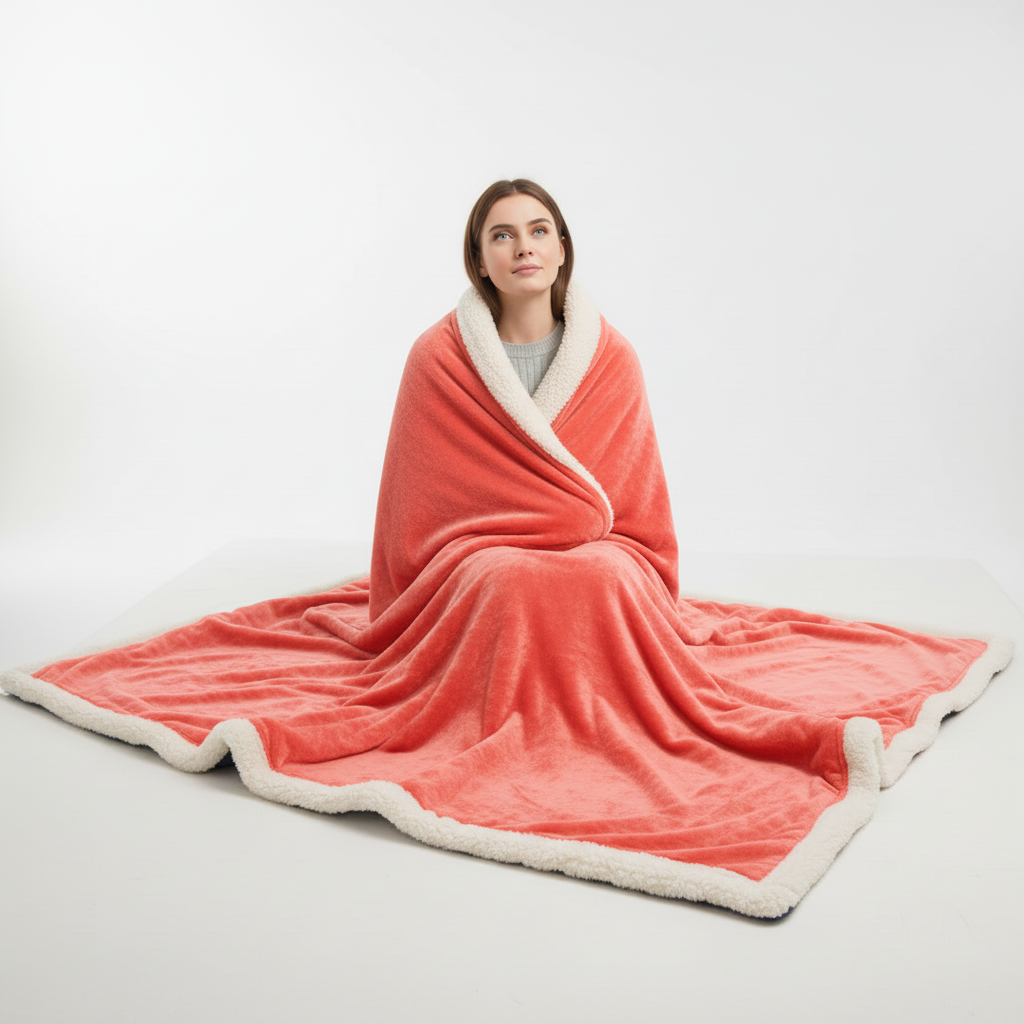 Doppelseitige Sherpa Decke mit weichem Fleece-Außenseite und Sherpa-Fütterung