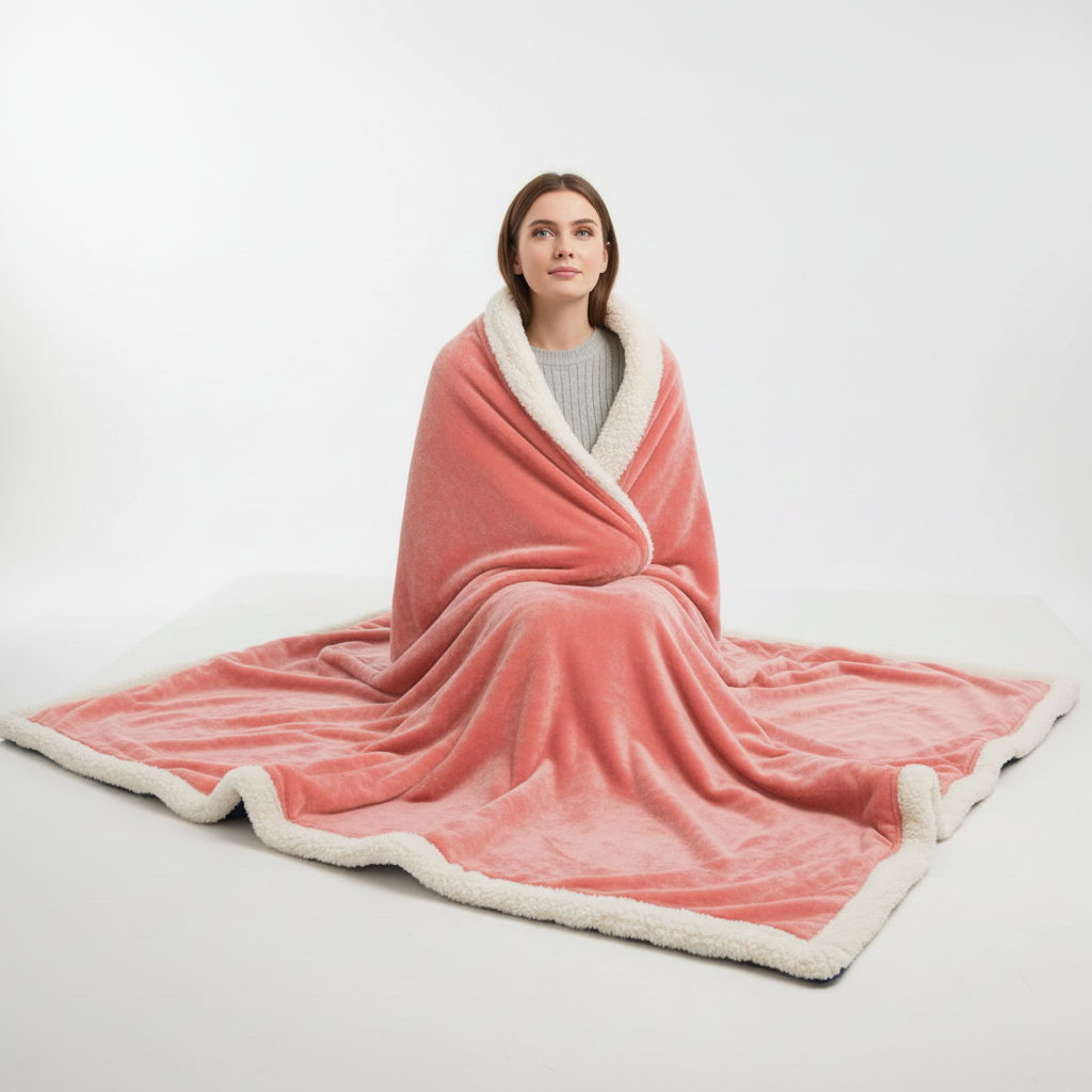 Doppelseitige Sherpa Decke mit weichem Fleece-Außenseite und Sherpa-Fütterung