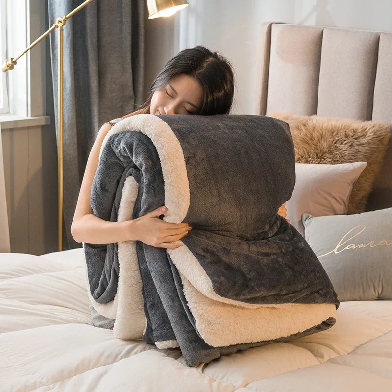 Doppelseitige Sherpa Decke mit weichem Fleece-Außenseite und Sherpa-Fütterung