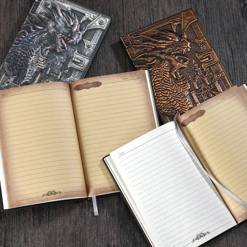 A5-Notizbuch mit gepräger Drachenmotiv Hardcover liniert