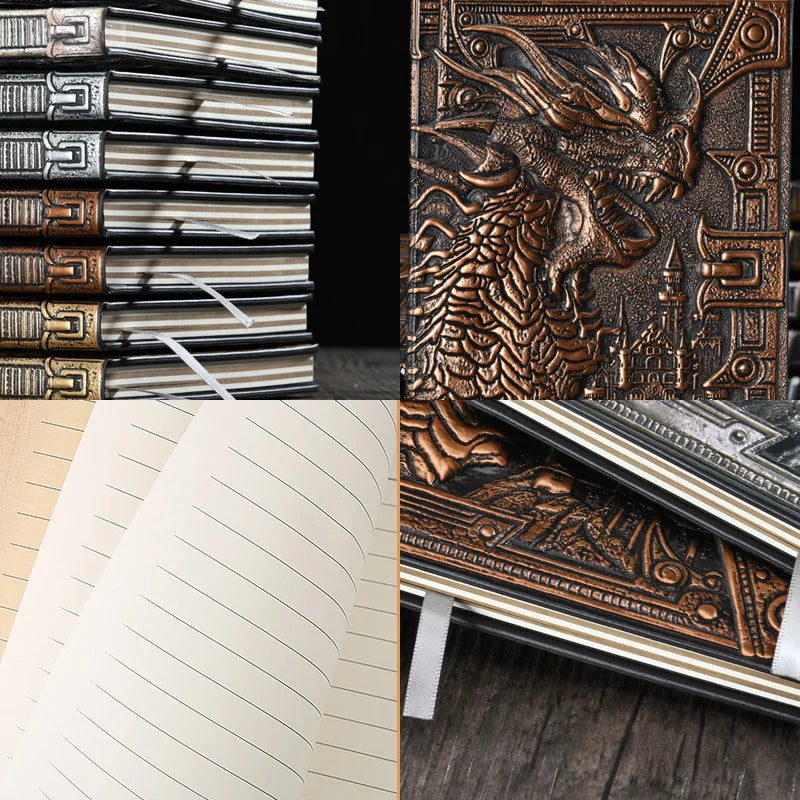 A5-Notizbuch mit gepräger Drachenmotiv Hardcover liniert