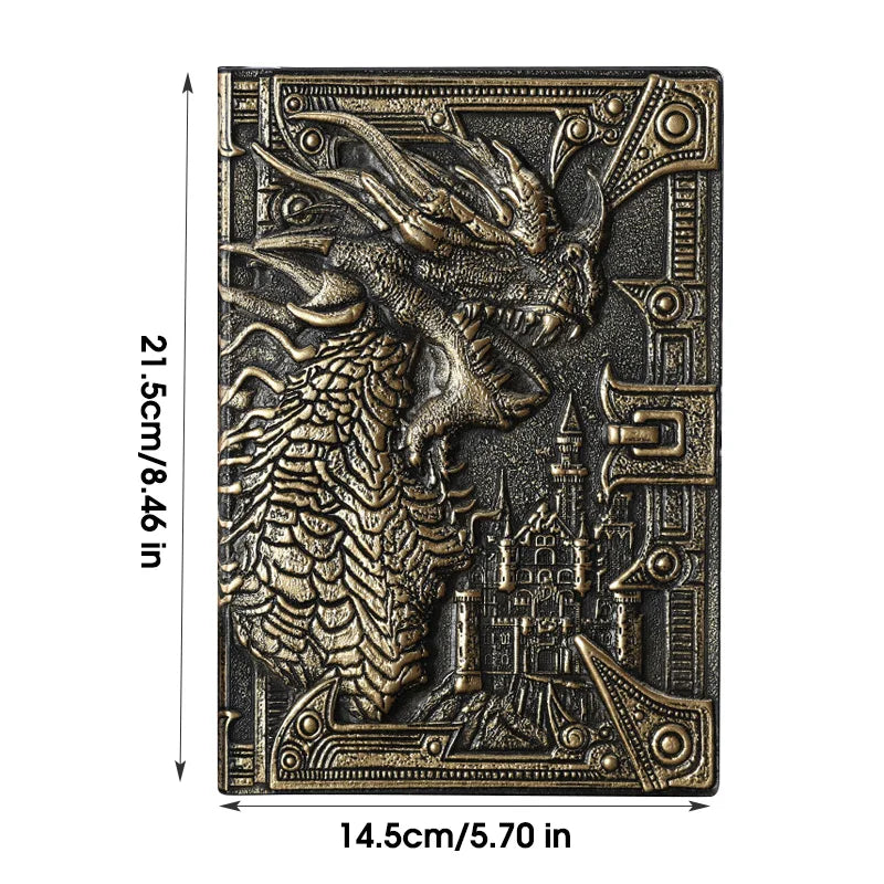 A5-Notizbuch mit gepräger Drachenmotiv Hardcover liniert