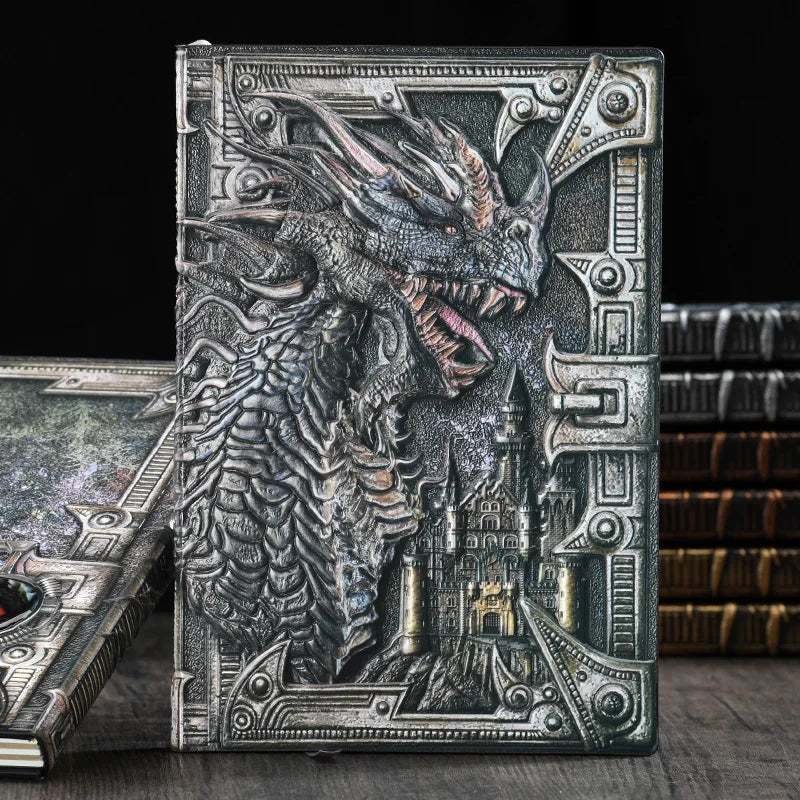 A5-Notizbuch mit gepräger Drachenmotiv Hardcover liniert